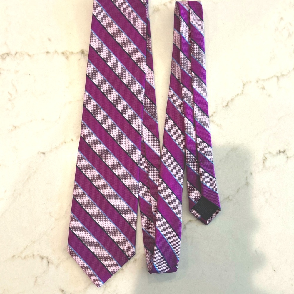 Men’s NWT Brooks Brothers purple striped silk tie 3-1/2” wide 57” long